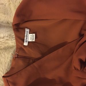 Orange Long Sleeve Wide Leg Jumpsuit